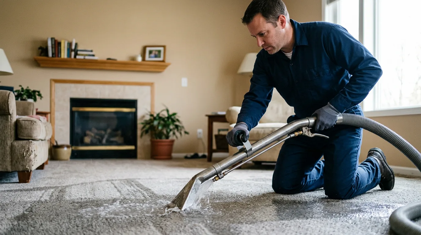Water damage restoration technician working near Cathay, ND